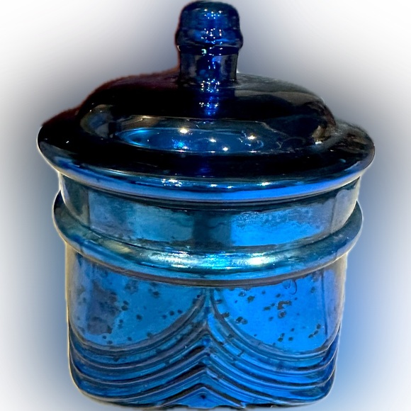 APOTHECARY MERCURY GLASS COBALT BLUE DECORATIVE BOX 6.25”x 4.75” CRACKER BARREL - Picture 2 of 8